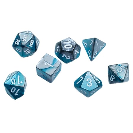 Time2Play Cube Mini Gemini Dice, Steel-Teal & White - Set of 7 TI3307614
